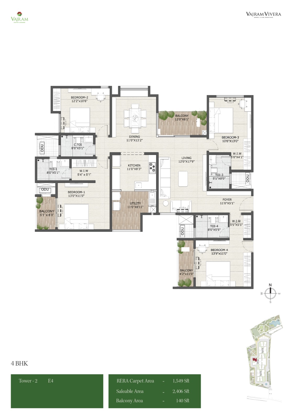 4 BHK Floor Plan